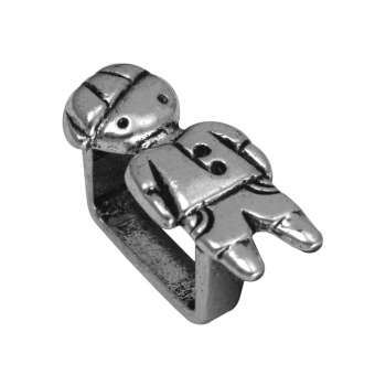 Slider, 18 mm, Loch-Ø 7X10 mm, Metall, silberfarben 