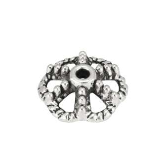 Perlenkappe, Metall, 12X12mm, Metall, silberfarben 