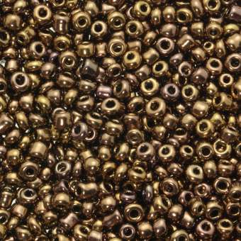 Rocailles, 50g, rund, 3mm (8/0), bronze metallic bronze metallic