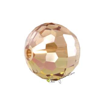 Glasschliffperle, Chessboard, 8mm, transparent-goldfarben AB2x 