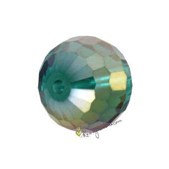 Glasschliffperle, Chessboard, 8mm, safir türkis AB2x 