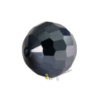 Glasschliffperle, Chessboard, 8mm, silberfarben 