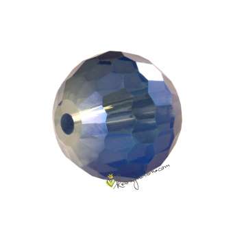 Glasschliffperle, Chessboard, 8mm, blau metallic 