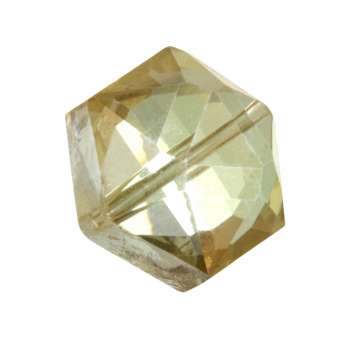 Glasschliff-Perle, 16X14mm, 6-eckig, gold-transparent AB gold-transparent AB