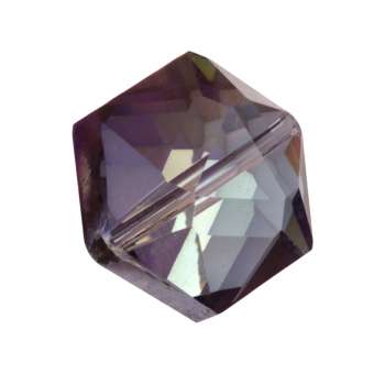 Glasschliff-Perle, 16X14mm, 6-eckig, dunkel violett AB dunkel violett AB