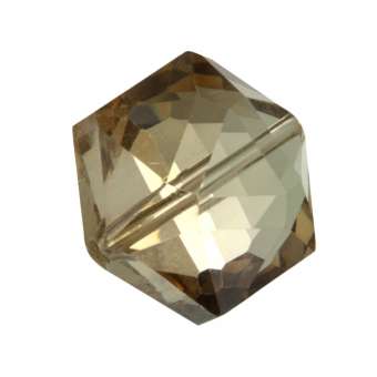 Glasschliff-Perle, 16X14mm, 6-eckig, braun-beige AB braun-beige AB