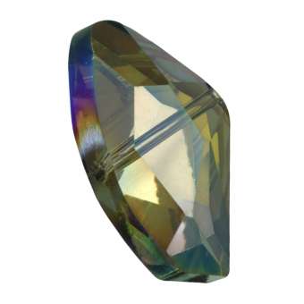 Glasschliff-Perle, 23X14mm, asymmertrisch, grün-gelb AB grün-gelb AB