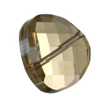 Glasschliff-Perle, 18X18mm, rund, braun-beige AB braun-beige AB