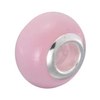 Großlochperle aus Katzenauge, 13mm, rund, rosa rosa