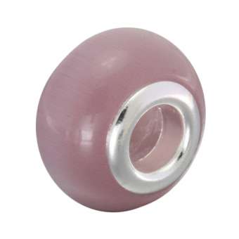 Großlochperle aus Katzenauge, 13mm, rund, helllila helllila