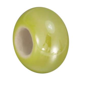 Keramik-Großlochperle (emailliert), 16mm, limetten gelb limetten gelb