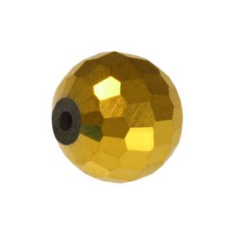Glasschliffperle, Chessboard, 8mm, goldfarben 