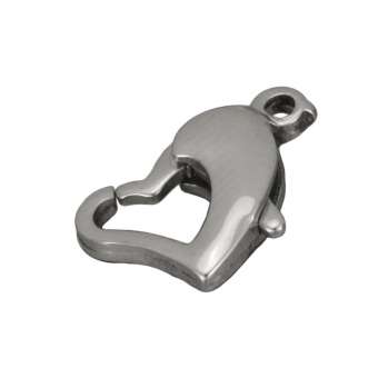 Edelstahl Karabinerverschluss (Herz), 14X10mm, silberfarben 