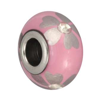 Großlochperle mit Strass, 16X9mm, rosa rosa