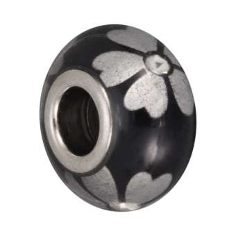 Großlochperle mit Strass, 16X9mm, schwarz schwarz