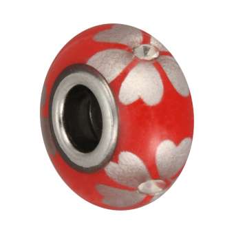 Großlochperle mit Strass, 16X9mm, rot rot