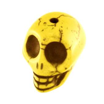 Motivperle, 17X14mm, Totenkopf, gelb gelb