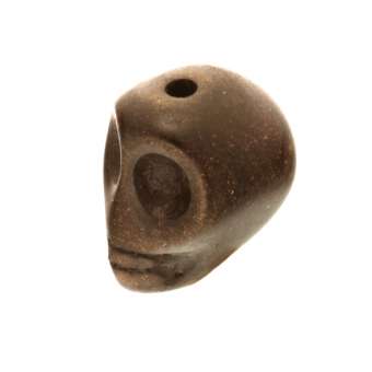 Motivperle, 12X9mm, Totenkopf, walnussbraun walnussbraun