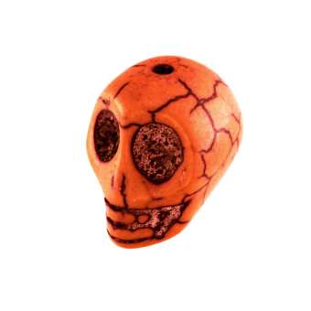 Motivperle, 12X9mm, Totenkopf, orange orange