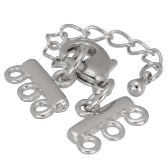 Verschluss mit Kette, 50X16mm, silberfarben 