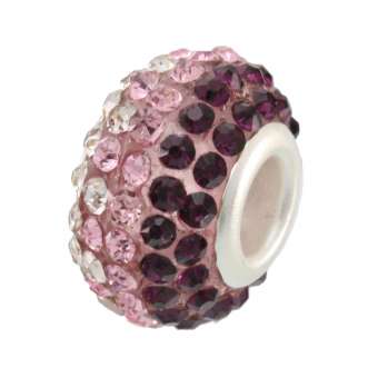 Großlochperle mit ca. 100 Strass-Steinen, 13X9mm, rosa rosa