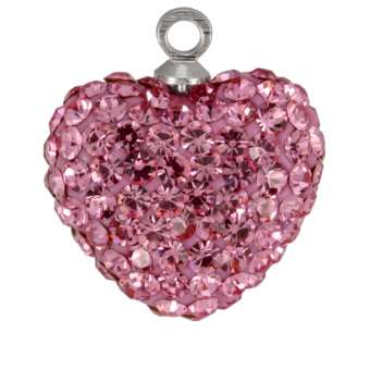Anhänger mit ca. 155 Strass-Steinen, 15X14mm, dunkelrosa dunkelrosa
