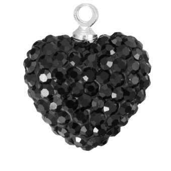 Anhänger mit ca. 155 Strass-Steinen, 15X14mm, schwarz schwarz