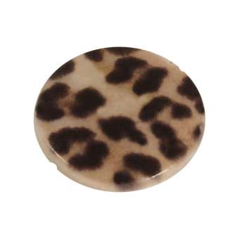 Perlmuttscheibe mit Leopardenmuster, 20 mm, beige Leopard, beige
