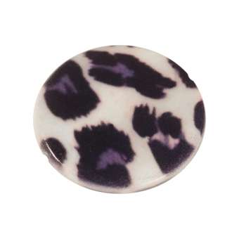 Perlmuttscheibe mit Leopardenmuster, 20 mm, lila Leopard, weiß