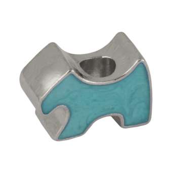 Hund Großloch-Perle, 16 mm, silberfarben (türkis) silberfarben (türkis)