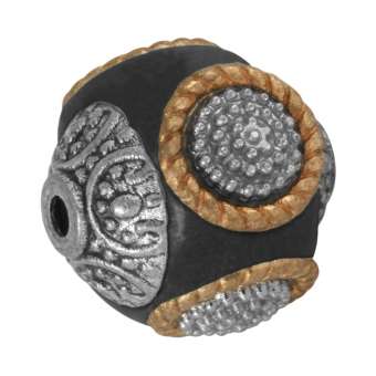 Designer-Perle aus Fimo, 15 mm, schwarz schwarz