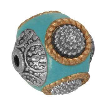 Designer-Perle aus Fimo, 15 mm, türkis türkis