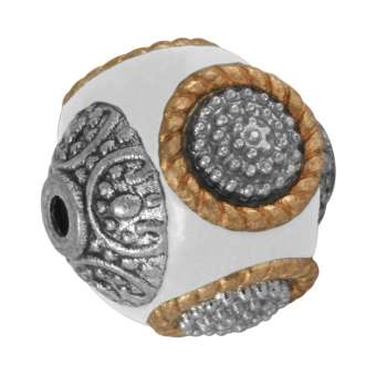 Designer-Perle aus Fimo, 15mm, weiß weiß