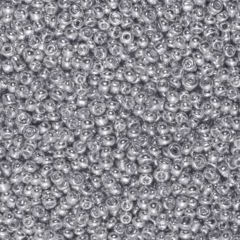 Rocailles, 50g, rund, 1,5mm (15/0), silber ice-metallic silber ice-metallic