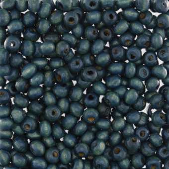 Holzperle (5 Gramm / ca. 160 Stück), 4mm, rund, blau-grau blau-grau