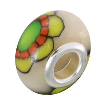 Großlochperle aus Fimo, 15mm, rund, eierschalen weiß 