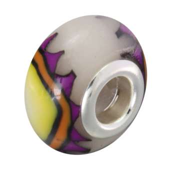 Großlochperle aus Fimo, 15mm, rund, weiß 