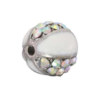 Strassperle, 10mm, rund, weiß weiß