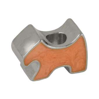Hund Großloch-Perle, 16 mm, silberfarben (orange) silberfarben (orange)
