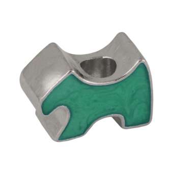 Hund Großloch-Perle, 16 mm, silberfarben (grün) silberfarben (grün)