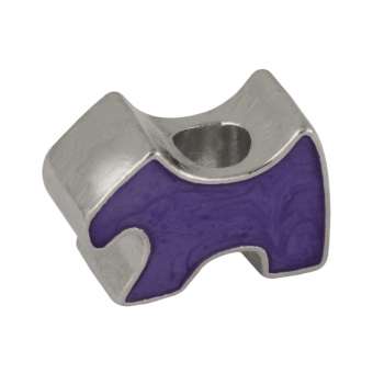 Hund Großloch-Perle, 16 mm, silberfarben (lila) silberfarben (lila)