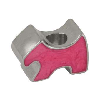 Hund Großloch-Perle, 16 mm, silberfarben (rosa) silberfarben (rosa)