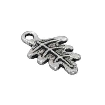 Blatt-Anhänger aus Metall, 15mm, silberfarben silberfarben
