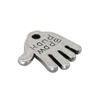 Metallanhänger "HAND MADE", 12,5mm, silberfarben silberfarben