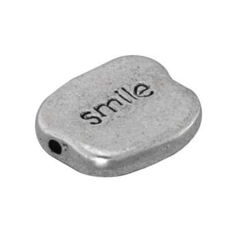 Metallperle "smile", 12,5mm, silberfarben silberfarben "smile"