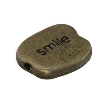 Metallperle "smile", 12,5mm, bronzefarben bronzefarben "smile"