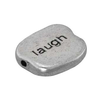 Metallperle "laugh", 12,5mm, silberfarben silberfarben "laugh"