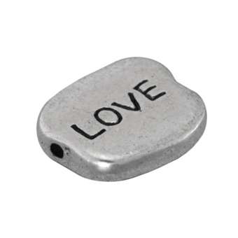 Metallperle "LOVE", 12,5mm, silberfarben silberfarben "LOVE"