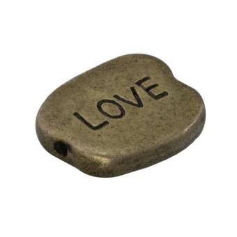 Metallperle "LOVE", 12,5mm, bronzefarben bronzefarben "LOVE"