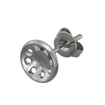 Ohrstecker mit Fassung, 5,5mm, silberfarben Ohrring mit Fassung, silberfarben